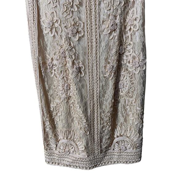 Sue Wong Tan Lace Bodycon Mini Dress Size 10 - Picture 5 of 13